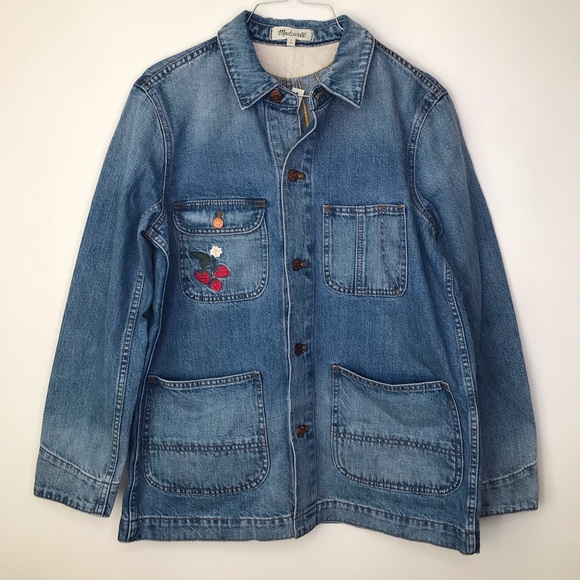 NWT Madewell Strawberry Embroidered Workwear Denim - Picture 3 of 8